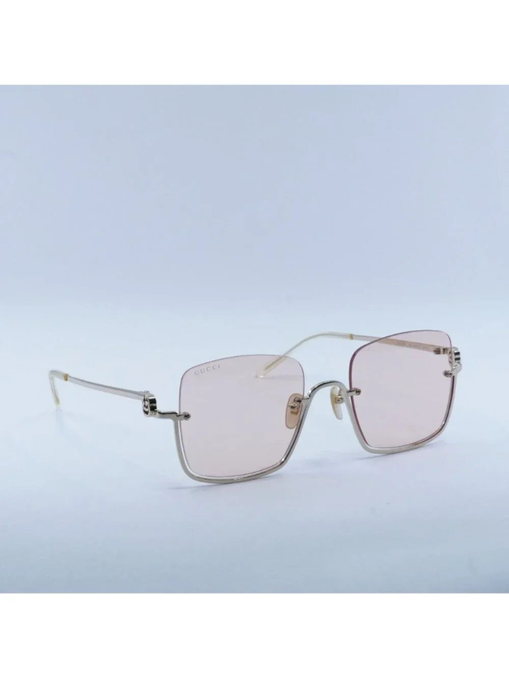 Gucci GG1279S 005 Sunglasses Gold Square Frame, Pink Lenses